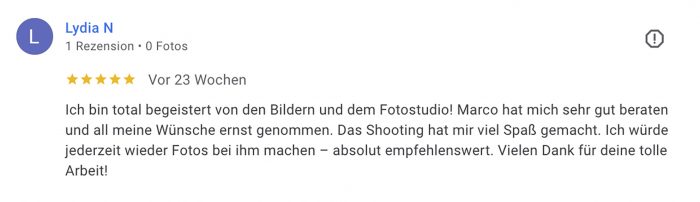 Gute Bewertungen, Top Bewertungen, gute Rezensionnen, Guter Fotograf, Fotostudio mit guten Bewertungen