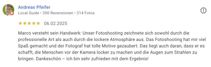 Gute Bewertungen, Top Bewertungen, gute Rezensionnen, Guter Fotograf, Fotostudio mit guten Bewertungen