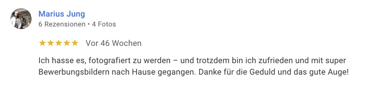 Gute Bewertungen, Top Bewertungen, gute Rezensionnen, Guter Fotograf, Fotostudio mit guten Bewertungen